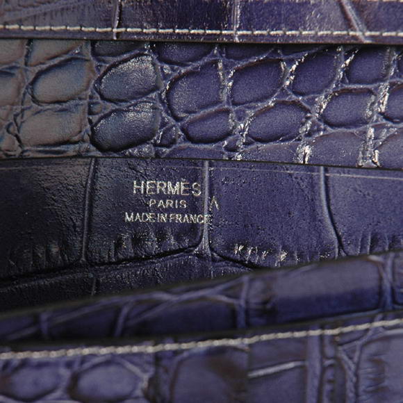 High Quality Hermes Bearn Japonaise Croco Leather Tri-Fold Wallet H308 Blue Fake